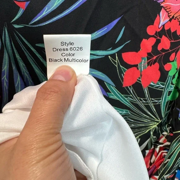 Allison Tropical Floral Leaf Print Ruched Sheath Dress Short SleeveWomen’s 38/12 - Picture 7 of 12